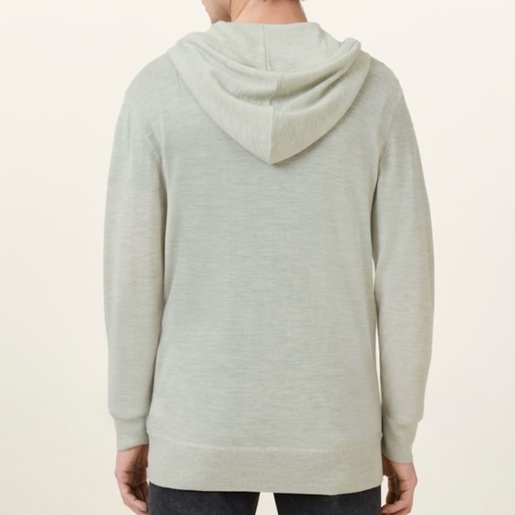All Saints Merino Gray Zip-Up Ramskull Hoodie Sweater with Ribbed Cuffs M - Picture 11 of 16